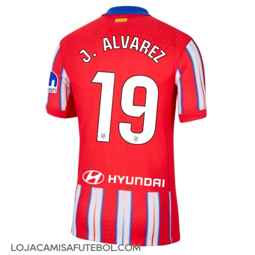 Camisa de Futebol Atletico Madrid Julian Alvarez #19 Equipamento Principal 2024-25 Manga Curta